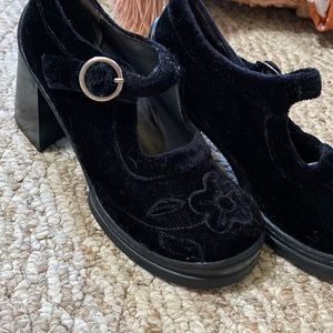 Velvet platform heels